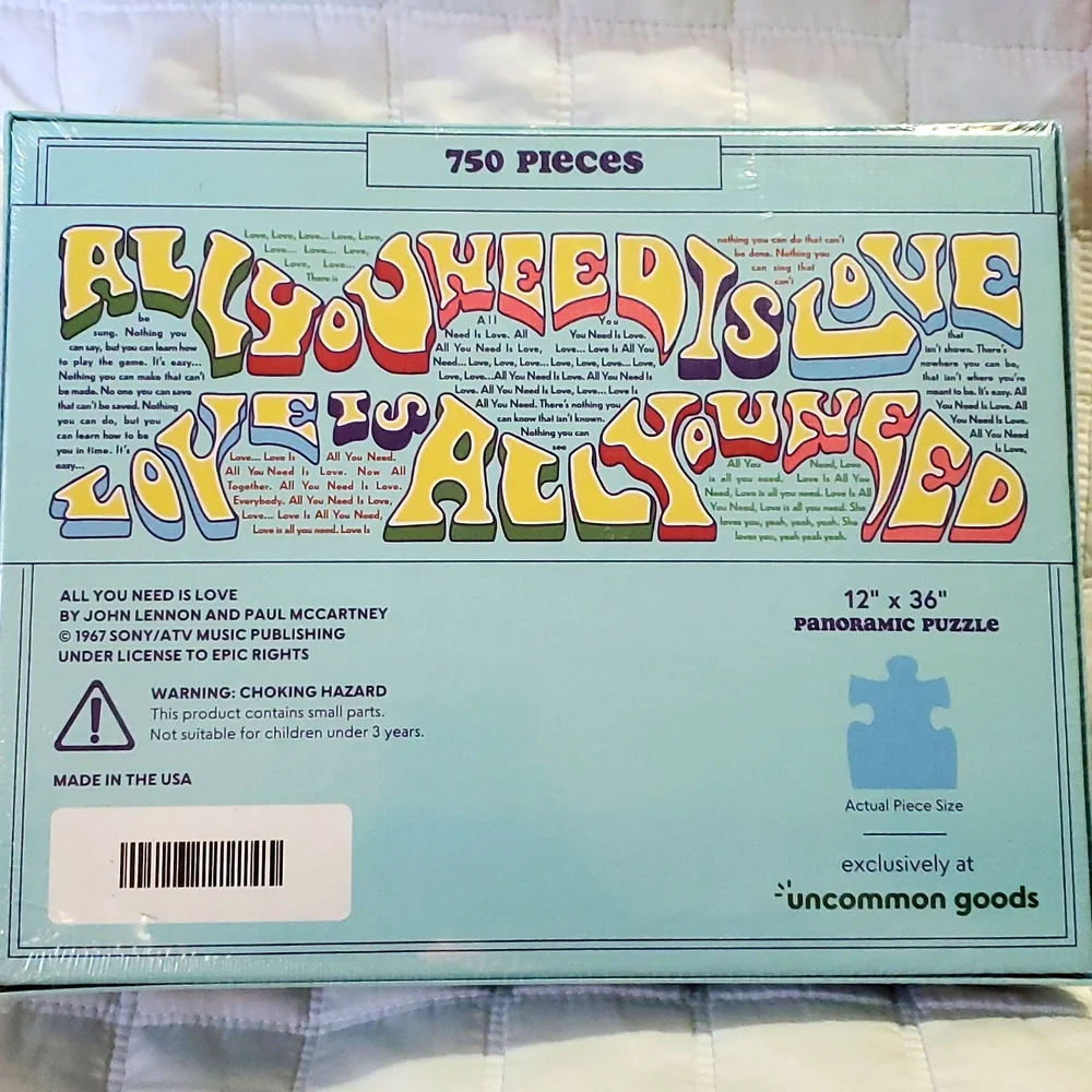 Beatles Puzzle 750 Pieces New Sealed Panoramic Lyrics All You Need Is Love
